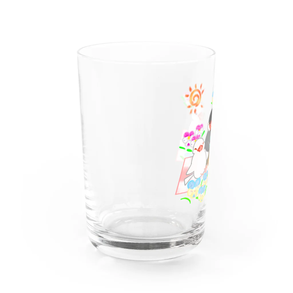 Lily bird（リリーバード）のピクニック文鳥ず Water Glass :left