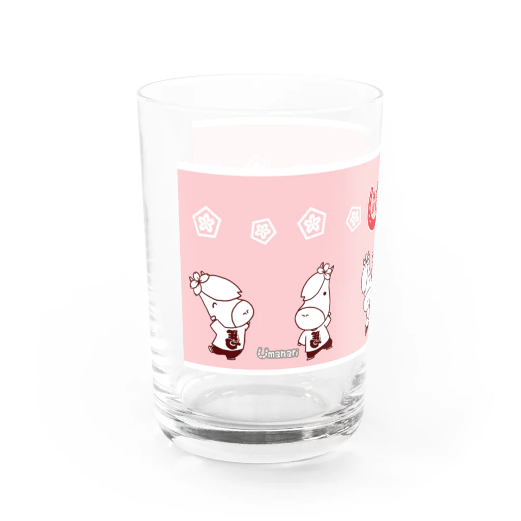 桜の左馬・うまナリSHOPの【桜満開】合格祈願☆左馬のうまナリ Water Glass :left