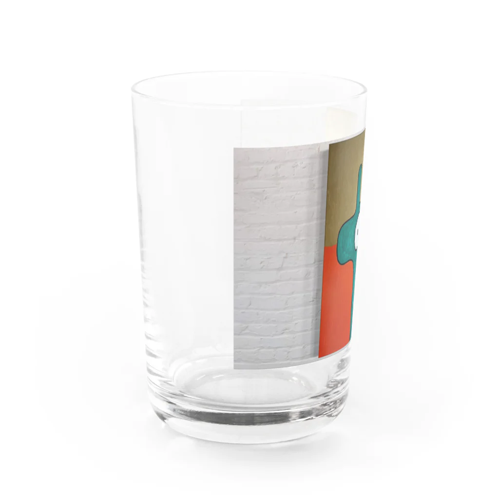 little pandaの「自分の事をシマウマと勘違いしているアルパカの肖像画」 Water Glass :left