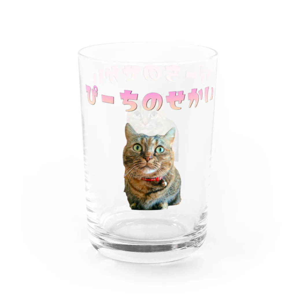 ぴーちのせかい🐱🍑のぴーちのガラスのコップ Water Glass :left