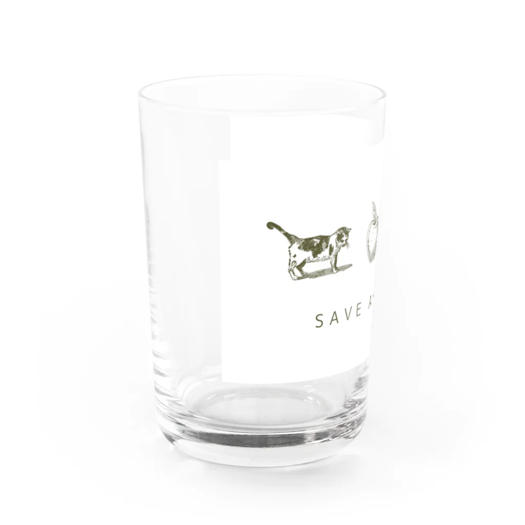 くろねこのてんのSAVE AND LOVE Water Glass :left