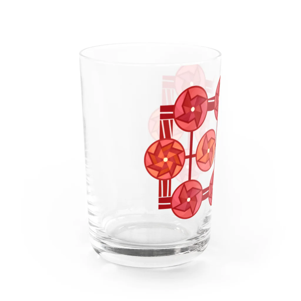 ハナドリカ SUZURI店の赤いかざぐるま（透） Water Glass :left