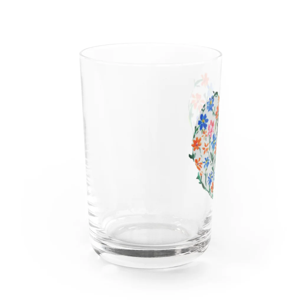 ぴーひゃら食べもの水彩画の花ハート水彩画♪ Water Glass :left