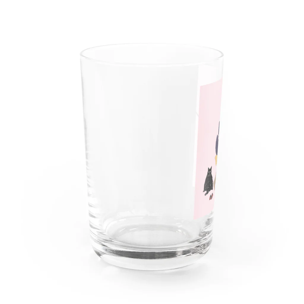 keeeeeep smilingの働く気のない猫ジジ　Jiji’s delivery service Water Glass :left
