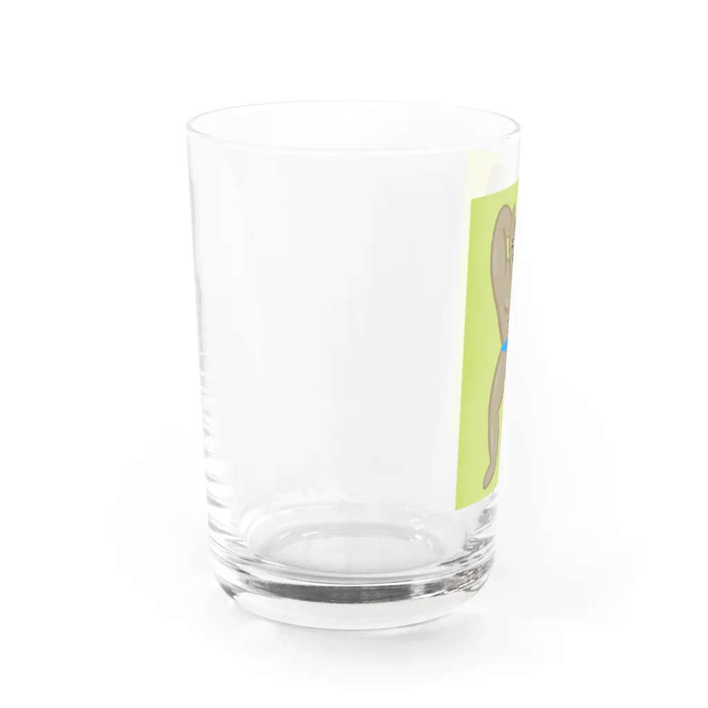 りのりのザウルスのイヌマッスルみんなのあこがれ(背景あり) Water Glass :left