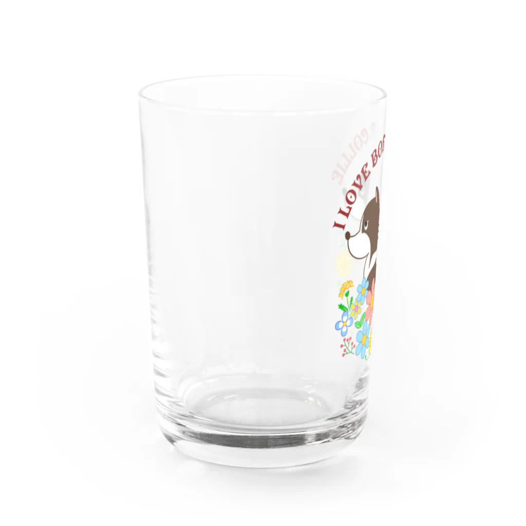 Kazunari0420の乙女ちっくなボーダーコリー（ブラック&チョコ） Water Glass :left