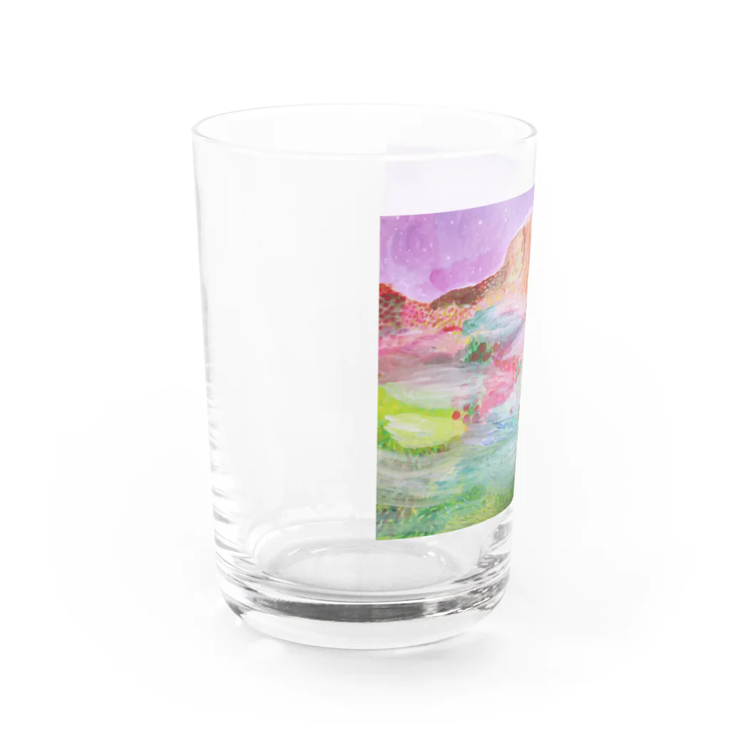 夏休みの山の絵 Water Glass :left