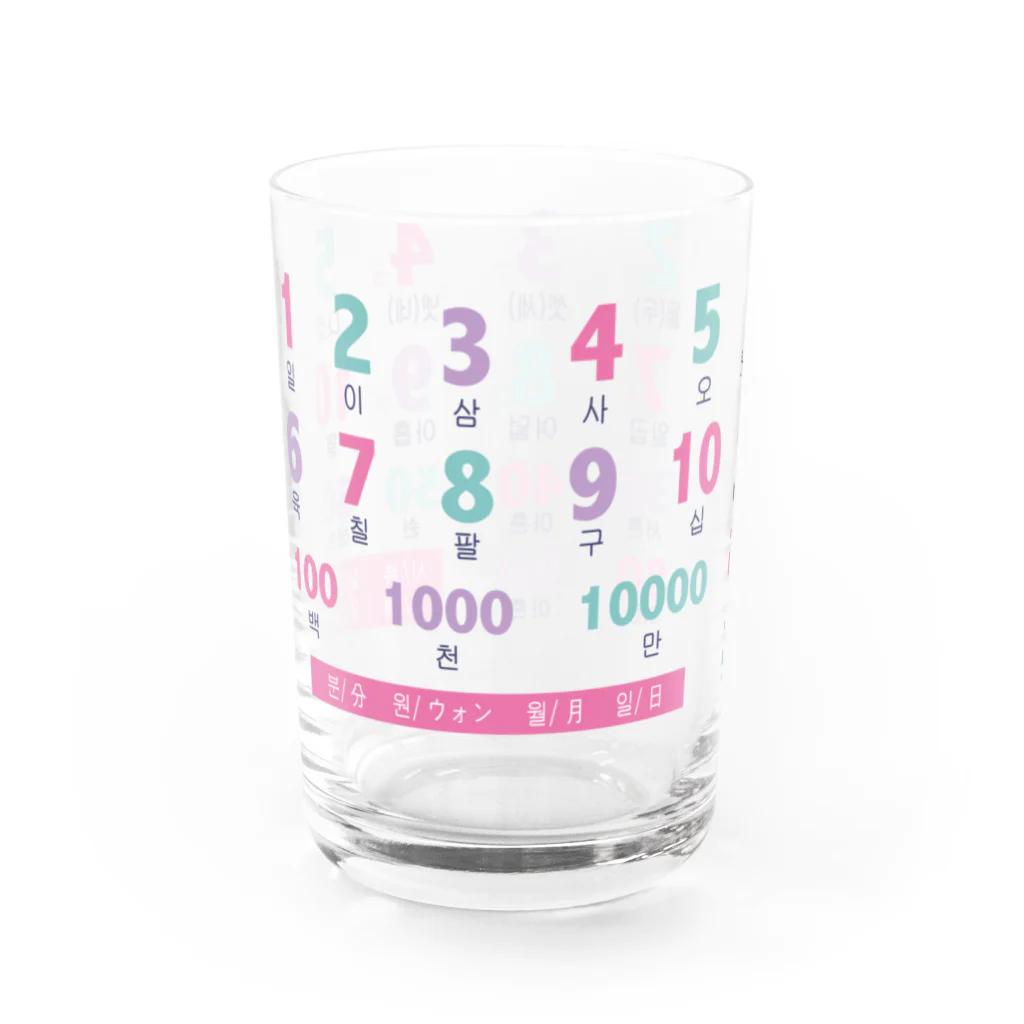 モントー夫人のお店のハングル数字 Water Glass :left