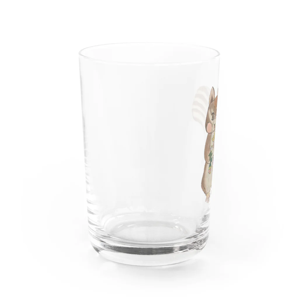 河内葉子の動物アートのグッズのわんぱくリスさん Water Glass :left