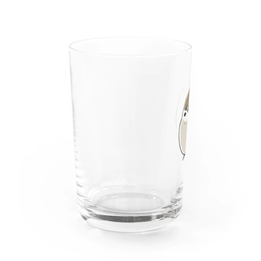 ふくふくSHOPのすずめー手描き風小鳥グッズシリーズー Water Glass :left