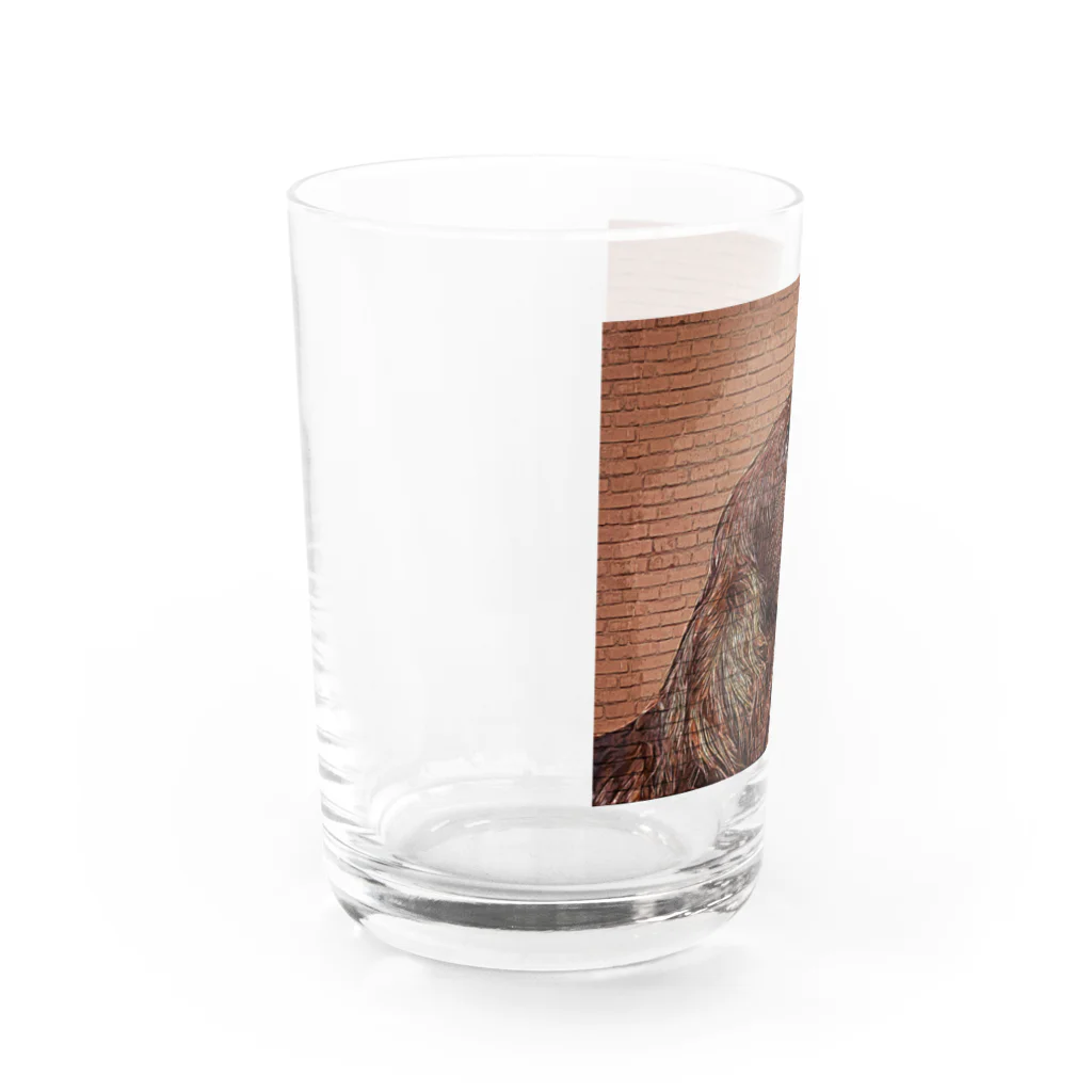 【CPPAS】Custom Pet Portrait Art Studioのアイリッシュセッタードッグ - レンガブロック背景 Water Glass :left