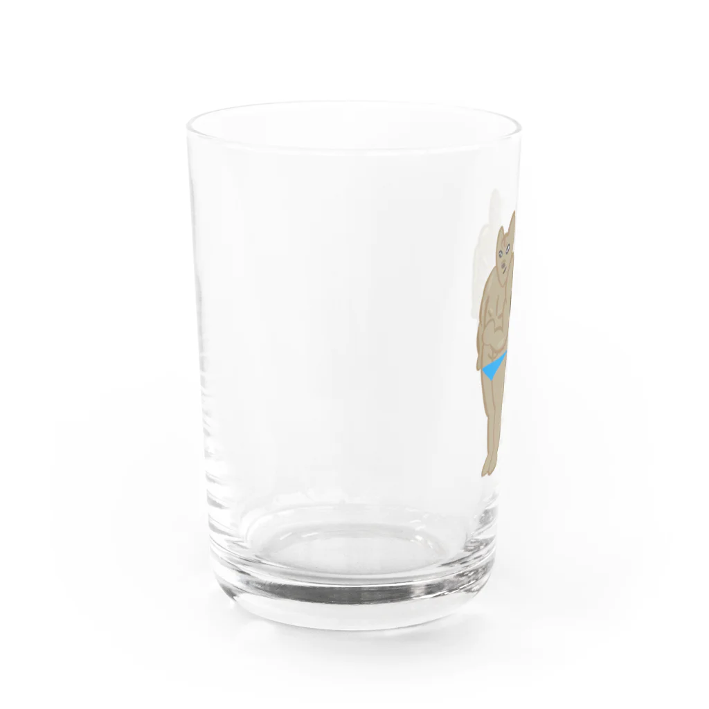 りのりのザウルスのイヌマッスル&ネコマッチョ(戦友) Water Glass :left