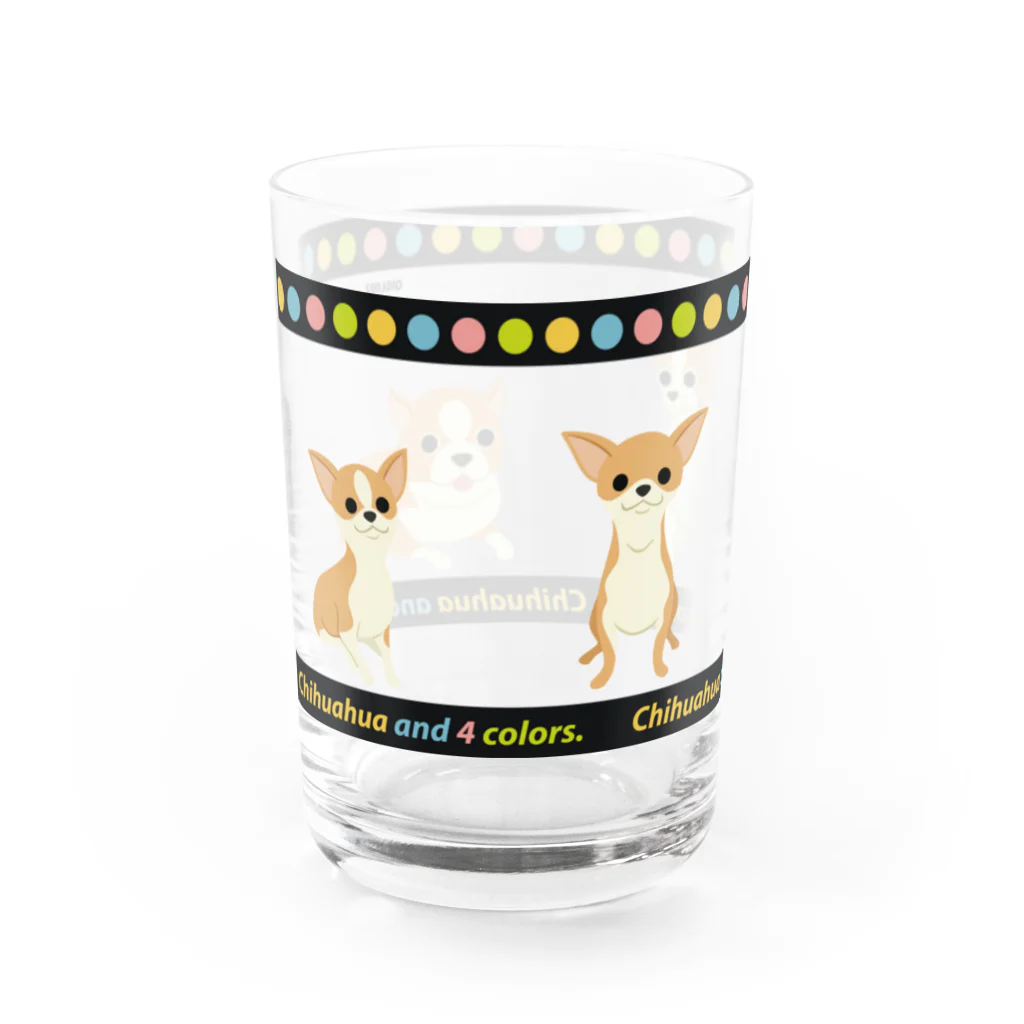 Quatre Illustrationのチワワの兄弟 Water Glass :left