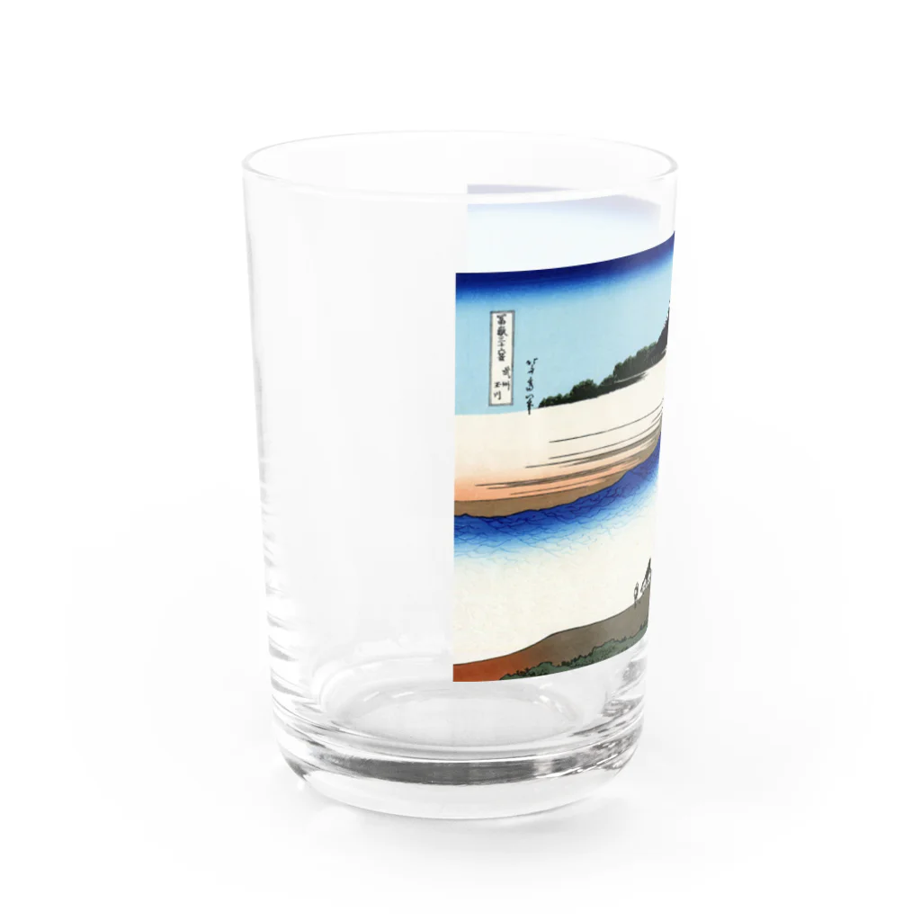 寿めでたや(ukiyoe)のFujiyama ukiyoe 葛飾北斎_冨嶽　武州玉川 Water Glass :left