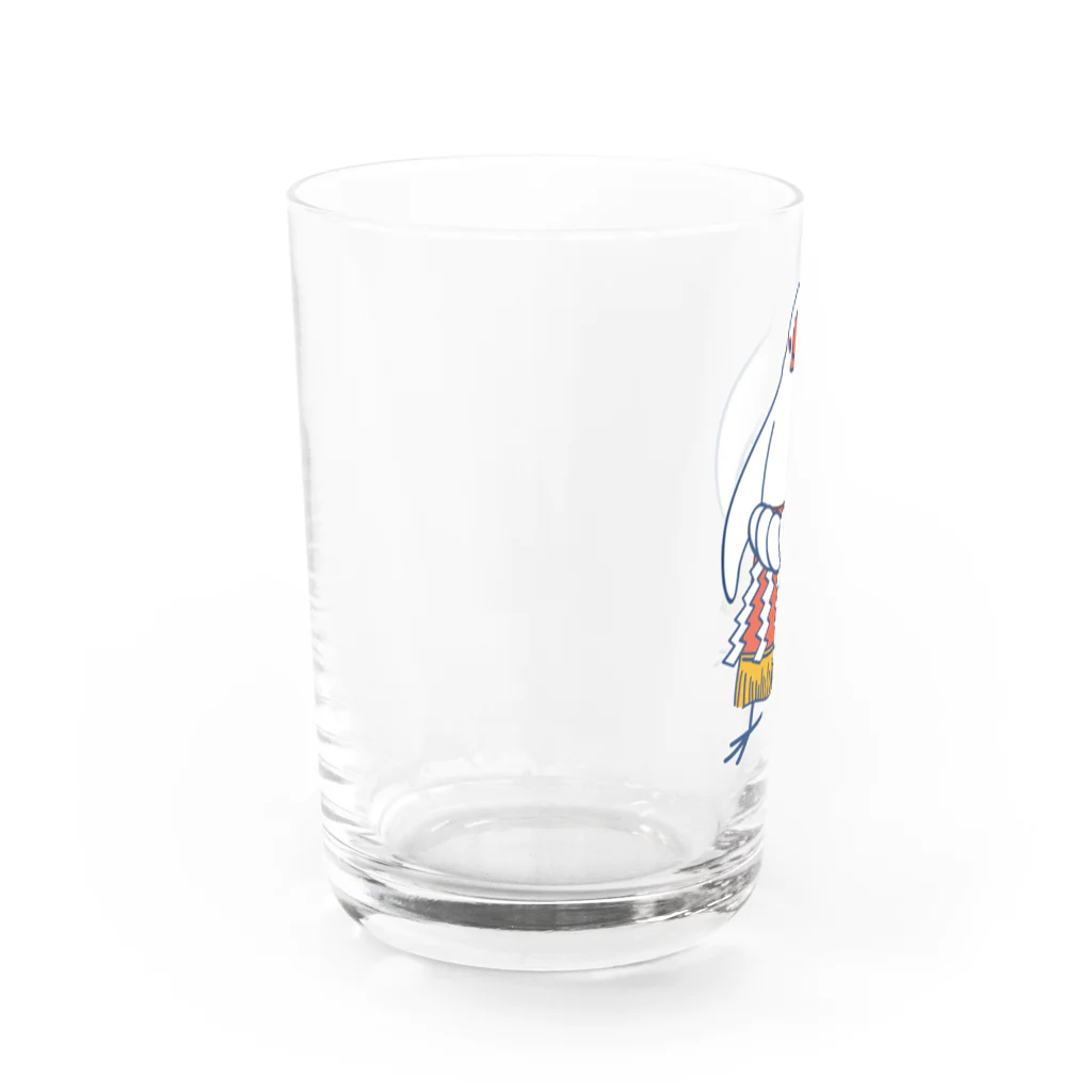 もしもしこちら文鳥のすもう文鳥よこづな　青ライン Water Glass :left