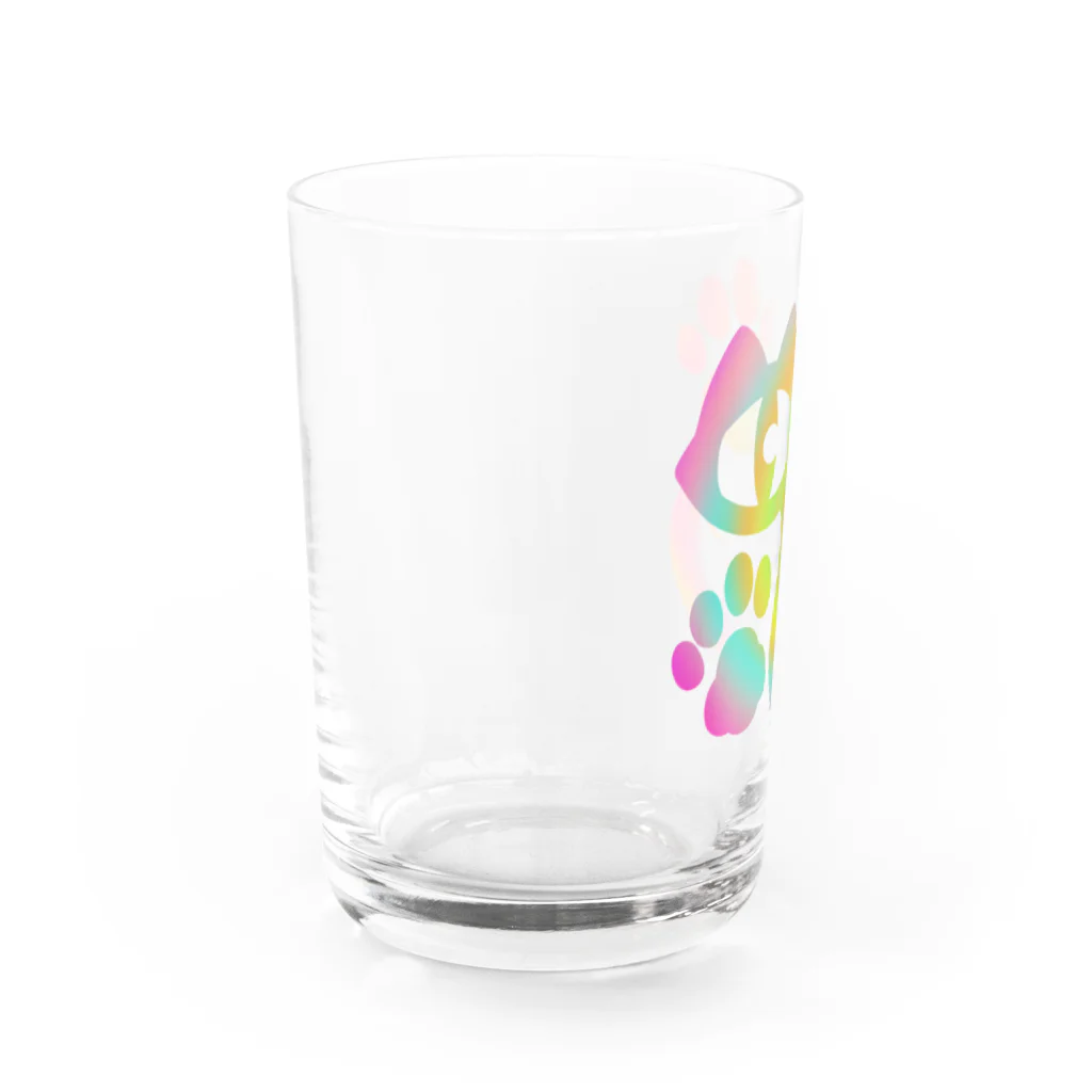 Charamaru Marketのシュール猫（カラフル） Water Glass :left