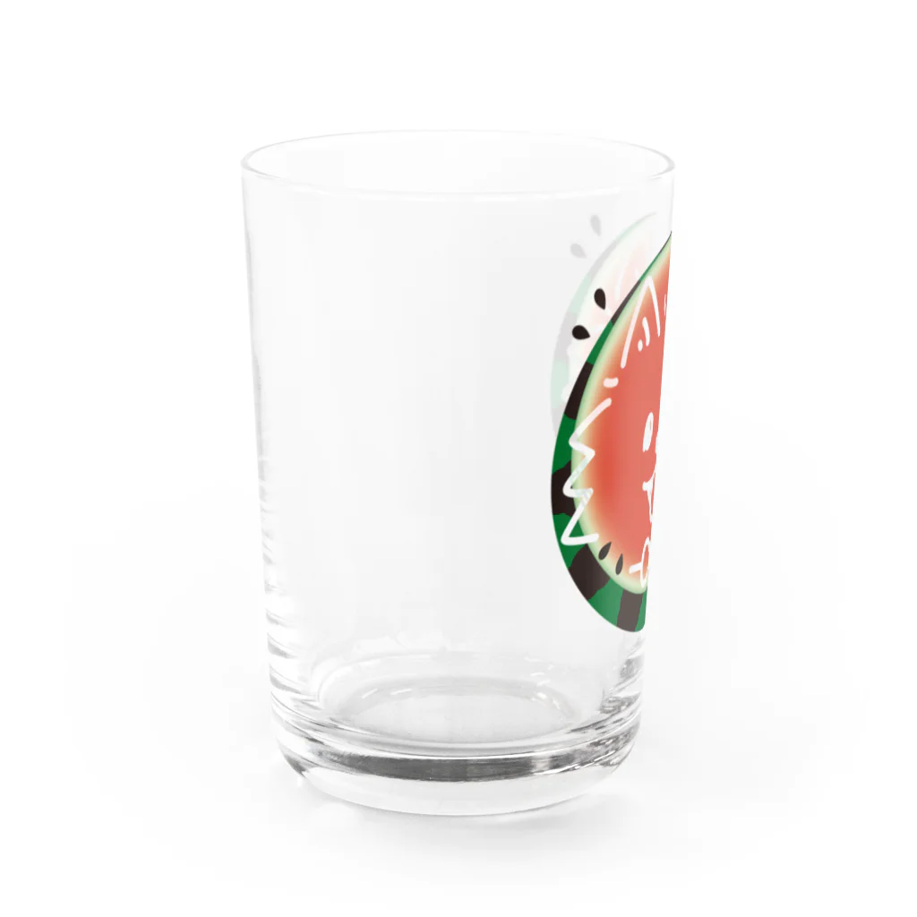 イラスト MONYAAT の POMEぶ Dスイカとポメラニアン Water Glass :left