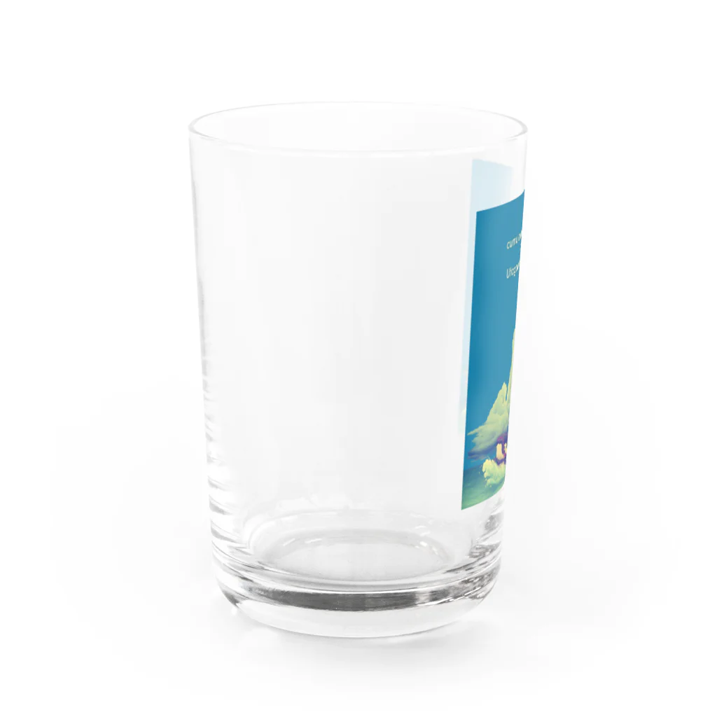 ari designの入道雲と歌川国芳の鯨（ちょっぴり派手バージョン） Water Glass :left