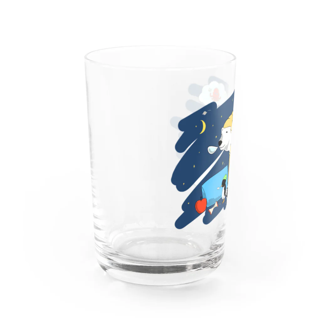 しろくまくんショップのしろくまくん、タコタコ星人の夢を見る Water Glass :left