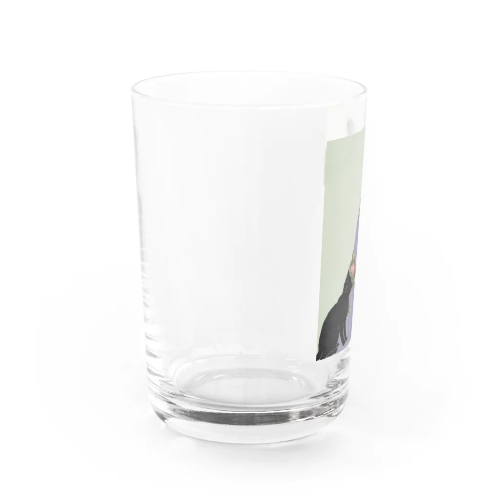 keeeeeep smilingの口紅を塗る女とスリスリする猫 Water Glass :left