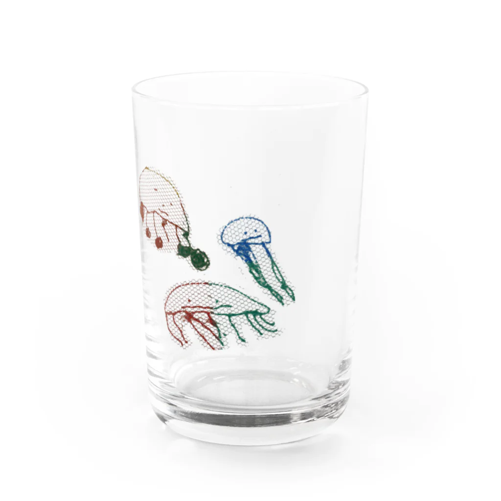 クラゲ屋の3匹のクラゲ Water Glass :left