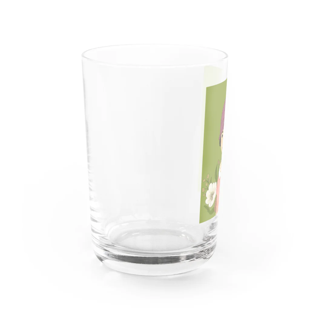 四月研究所 SUZURI店の大正浪漫ヲトメ図画ー桃色 Water Glass :left