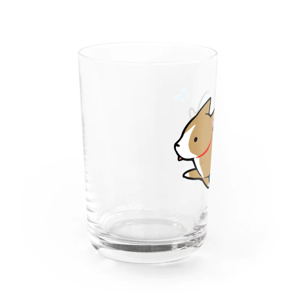 かわいいコーギーのswim Water Glass :left