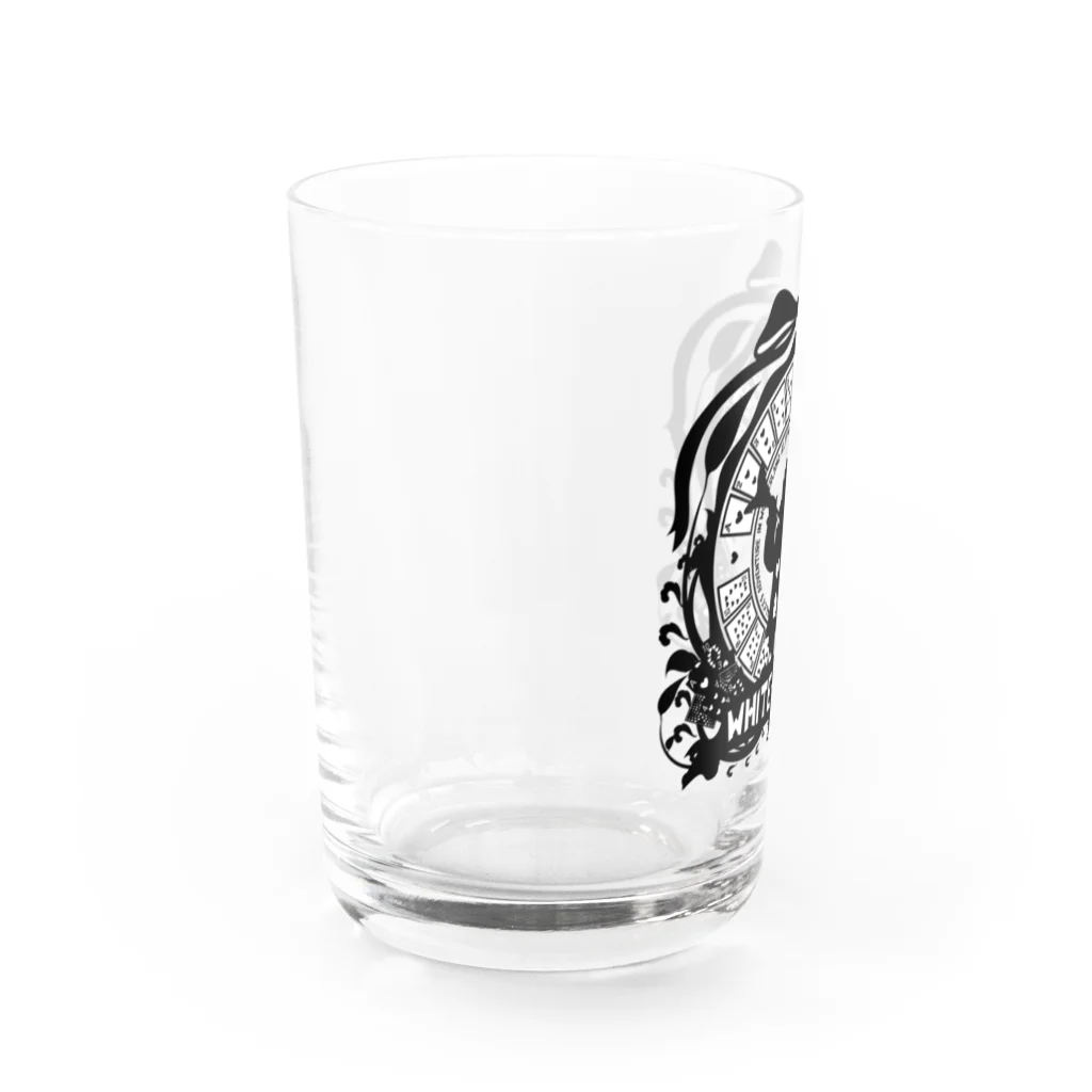 Cɐkeccooのカレッジ風★不思議の国のアリス★ホワイトラビット‐黒 Water Glass :left