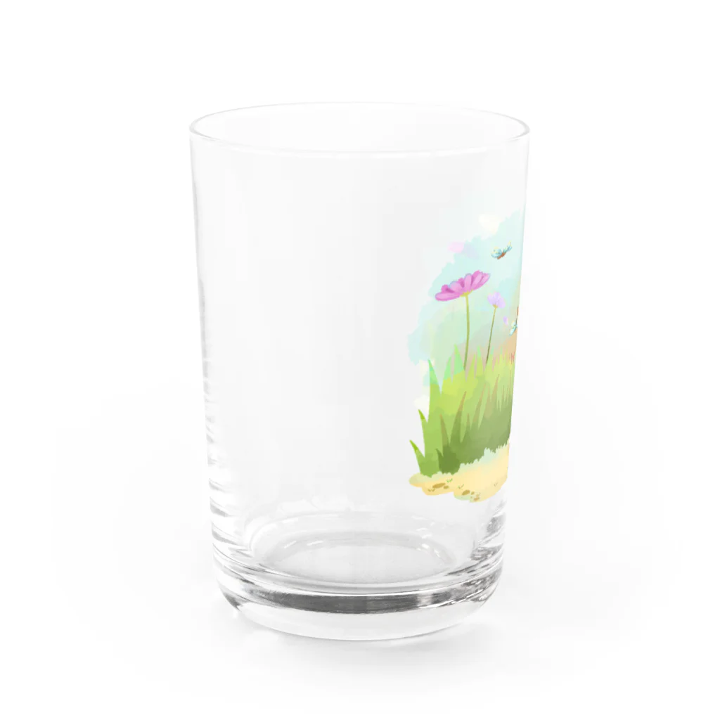 なべぽよの絵置き場の秋ピクニックT Water Glass :left