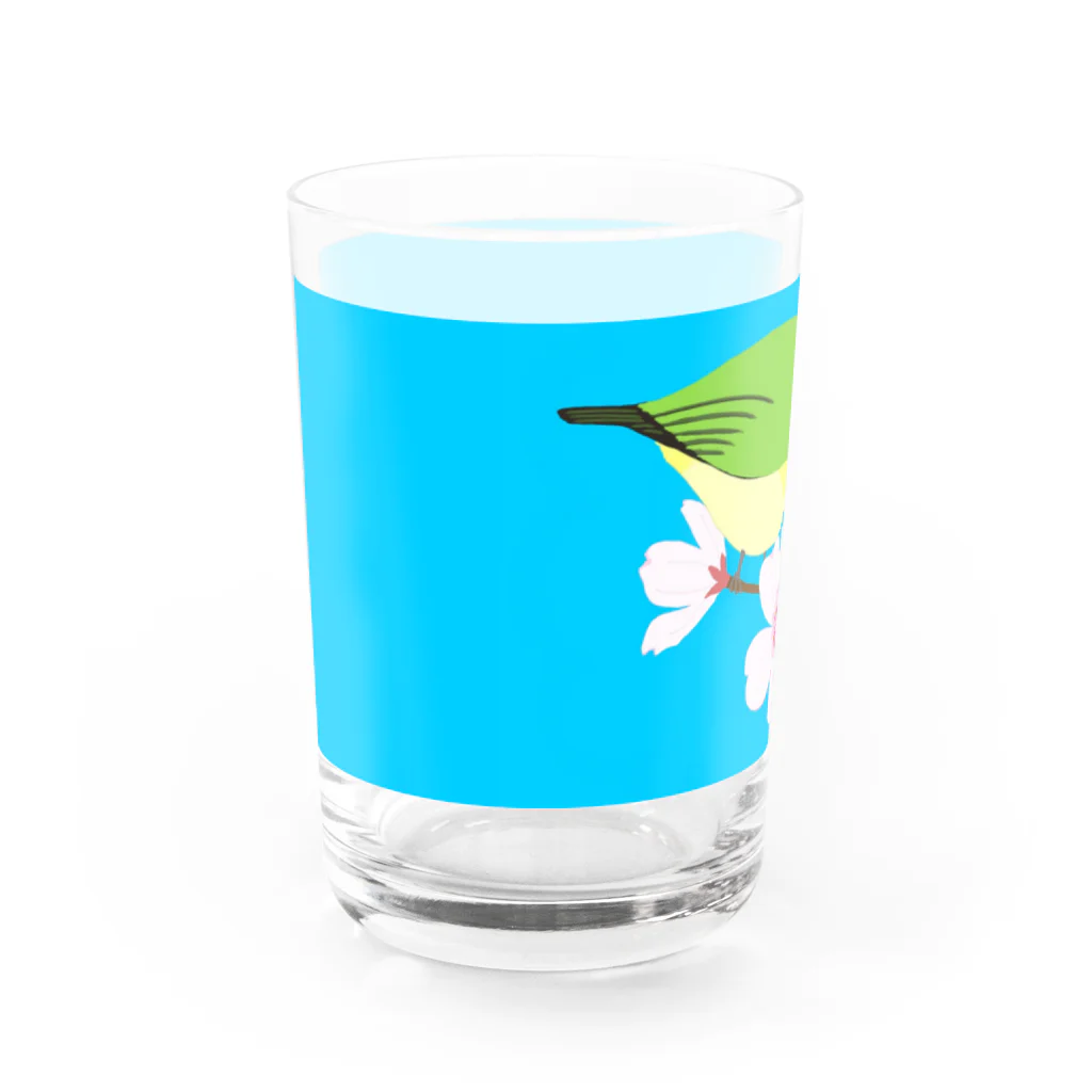 LalaHangeulの桜とメジロさん Water Glass :left