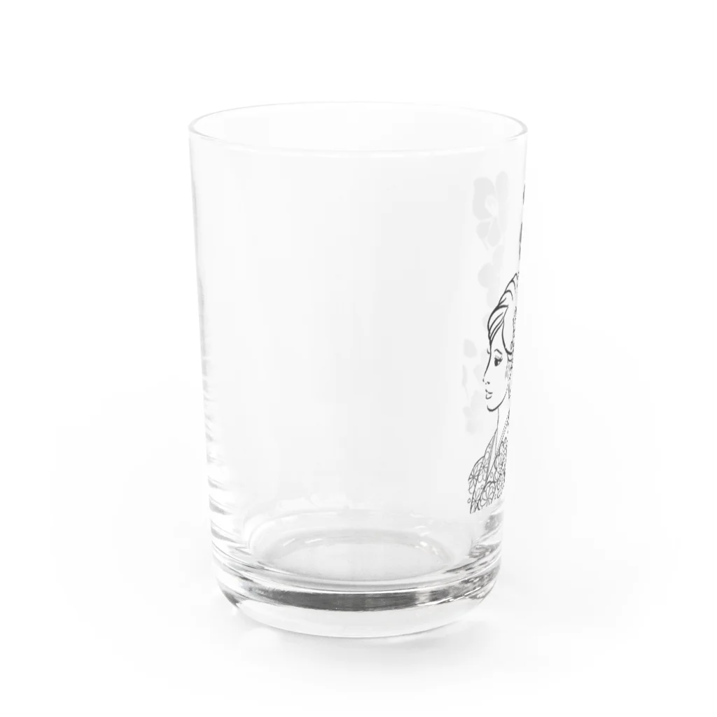 ki’s stampのWabisabiー椿(モノクロ) Water Glass :left