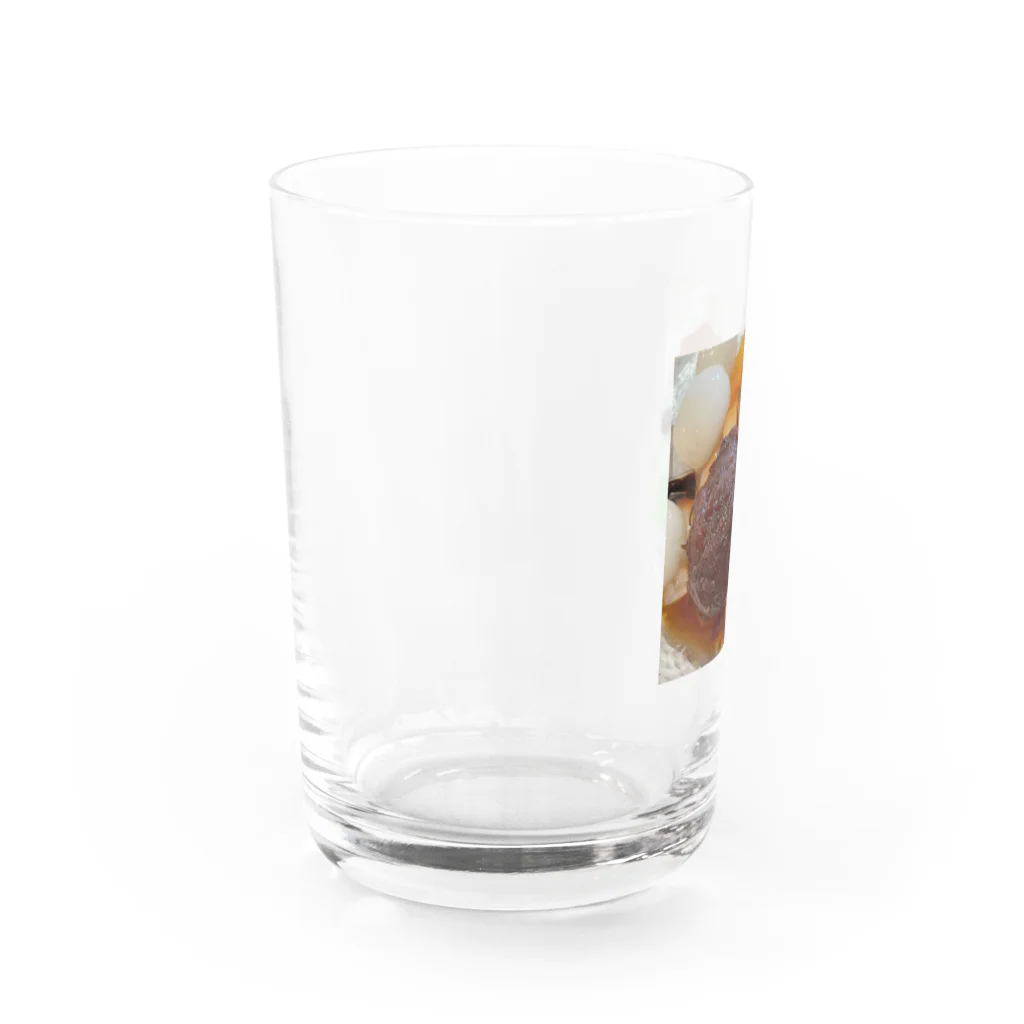 あゆのしおやきの白玉あんみつ Water Glass :left