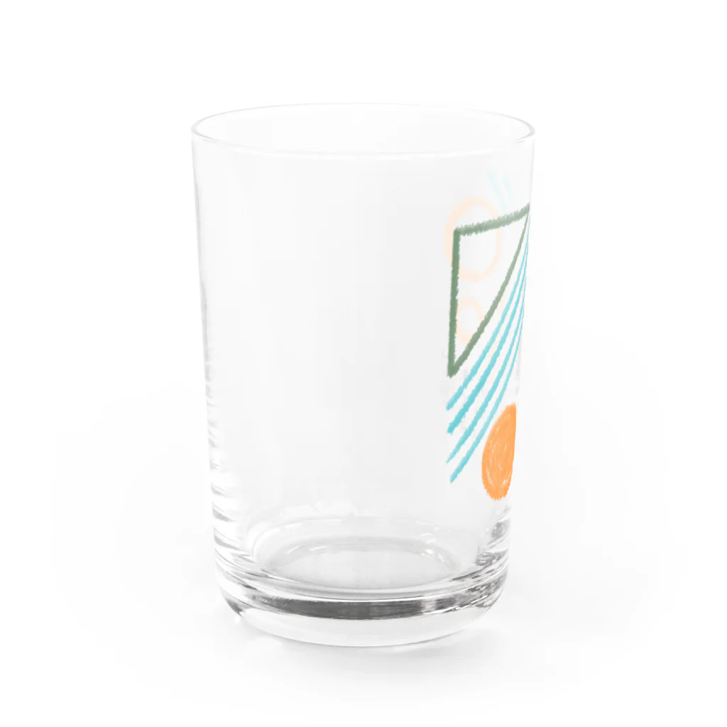 山と海のきくちみかんのしかくいロゴ Water Glass :left