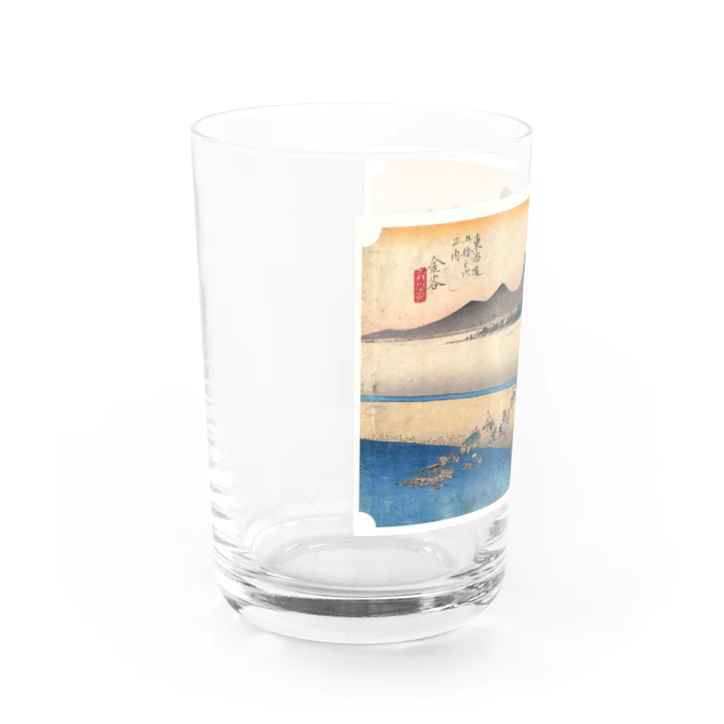 寿めでたや(ukiyoe)の広重_東海道五拾三次・金谷 大井川遠岸 Water Glass :left