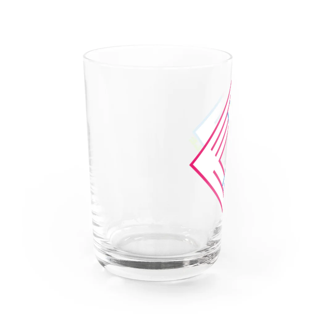 CHICHIZŌの狐の窓 (ライン：ピンク×水) グラス左面