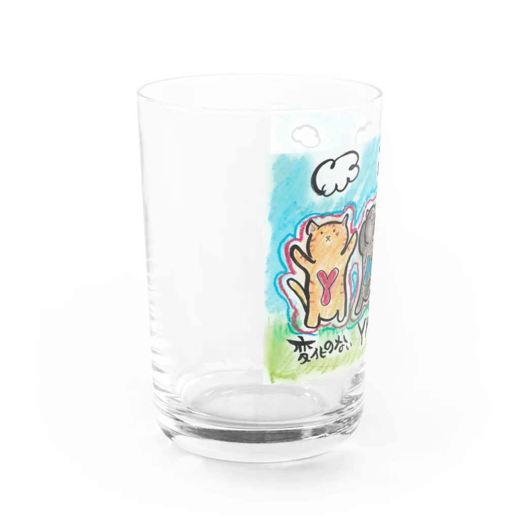 Happy Helper いぬたまの変化のないYMCAねこ Water Glass :left