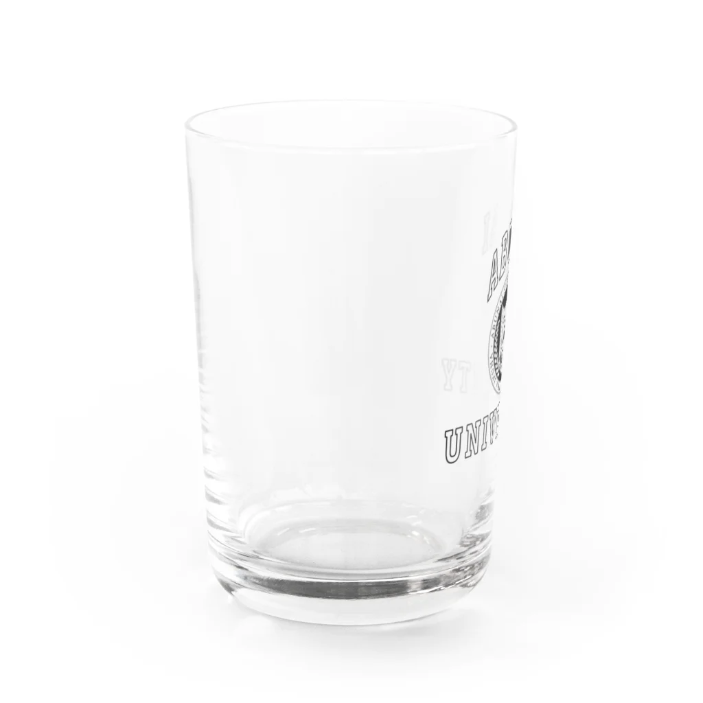 危ないグッズのABUSAI UNIV. 黒字 中抜 Water Glass :left