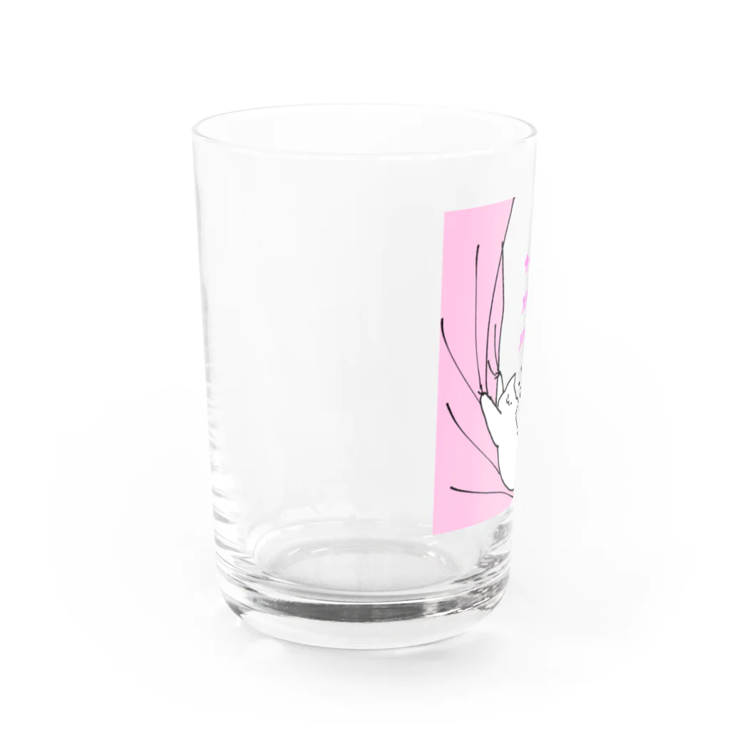 チョコミントのカーテンと猫 Water Glass :left