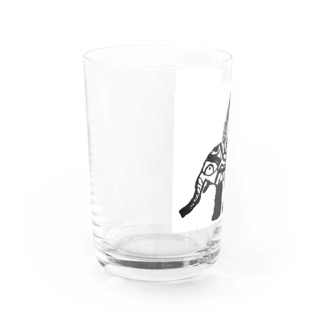 ikka-maaの息子作水墨画のゾウ Water Glass :left