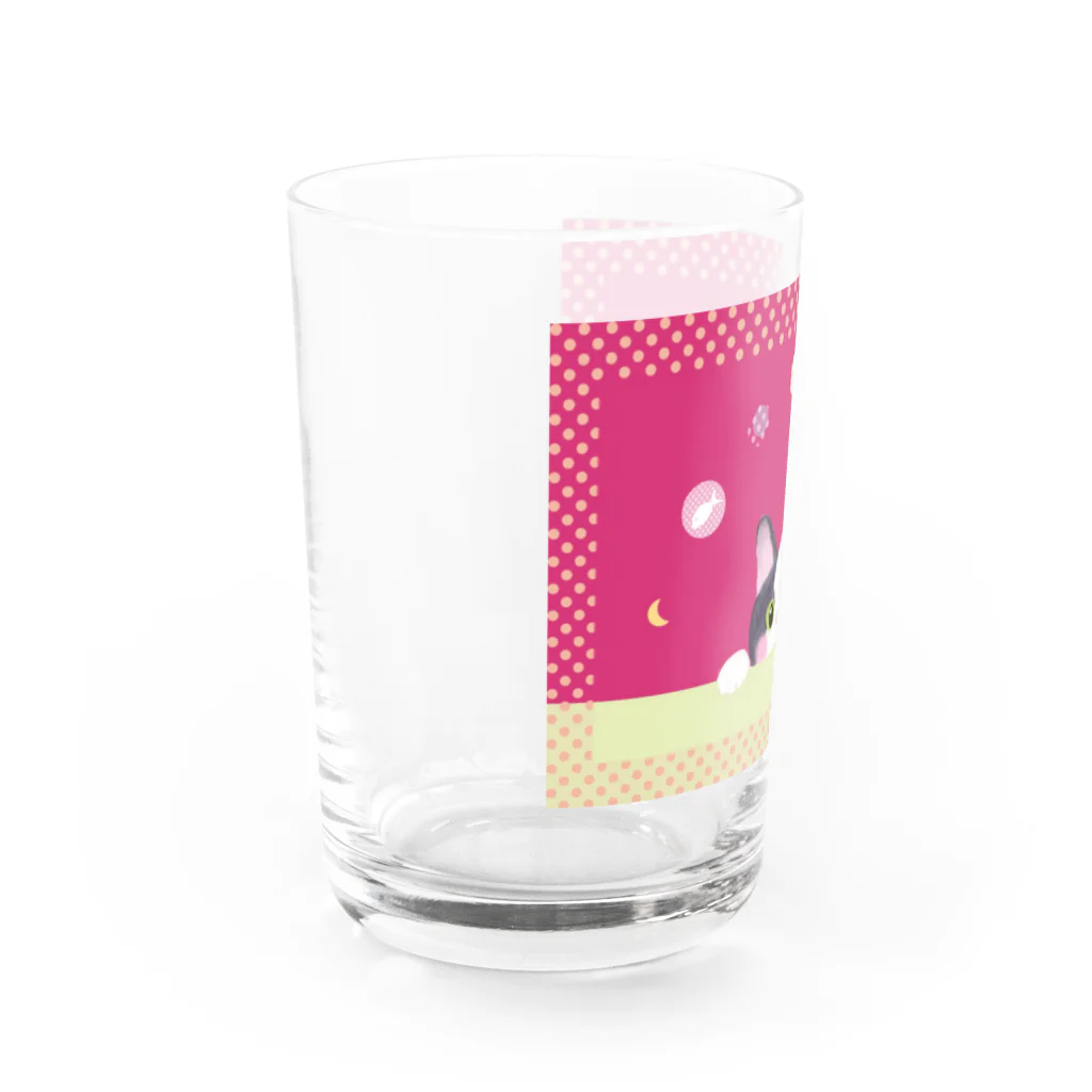 Esassy shopのマゼンタピンク！そっと覗く猫 Water Glass :left