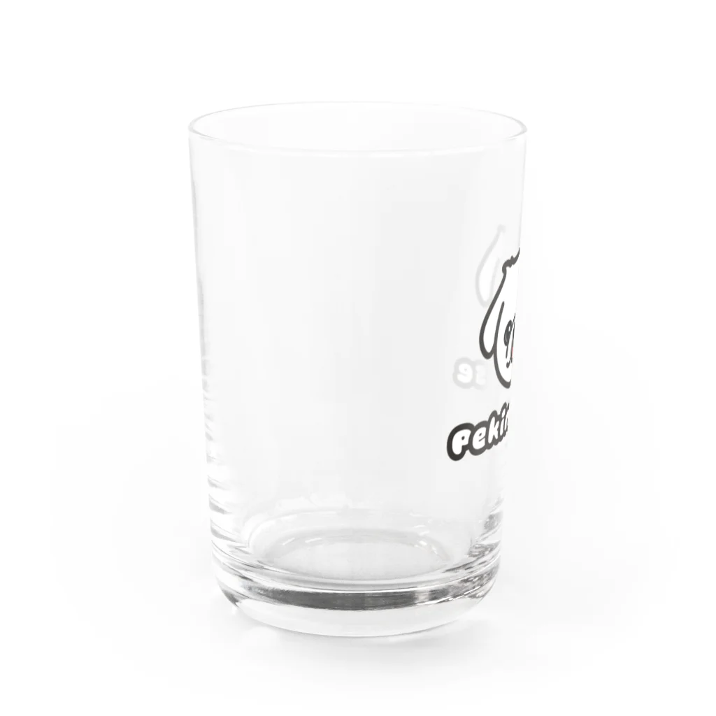 ペキニーズくらぶ（SUZURI支店）のペキニーズ・ホワイト（サマーカット）（顔だけ） Water Glass :left