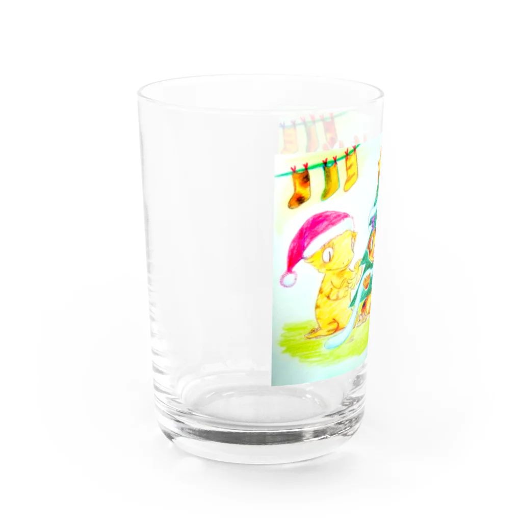 昼太小屋のミカド3きょーだい　クリスマス Water Glass :left