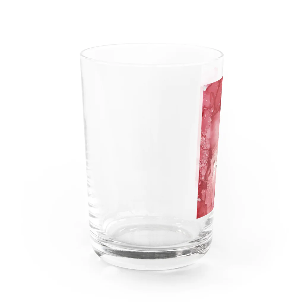 木壴寸のアルコールインクアート　アカ　泡 Water Glass :left