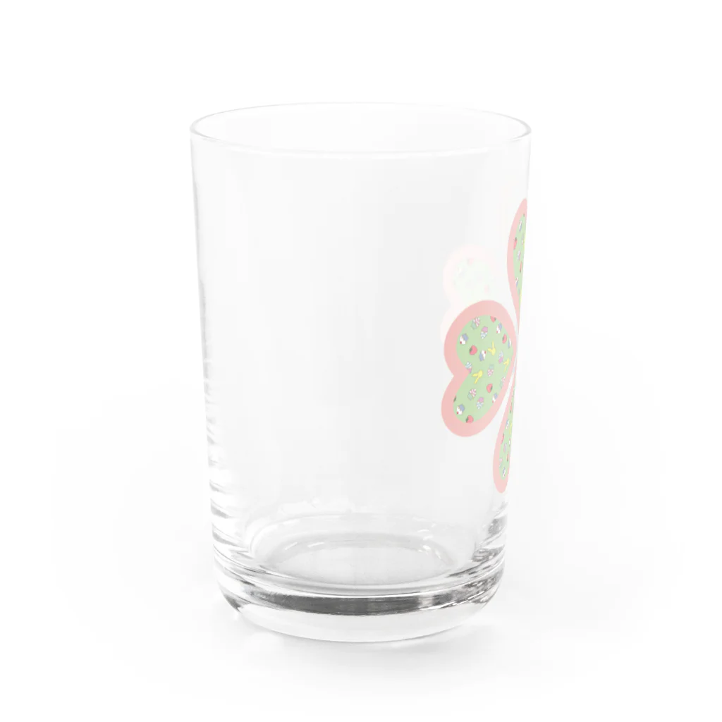 Rabbitflowerのマフィンとうさぎといちご（クローバー） Water Glass :left