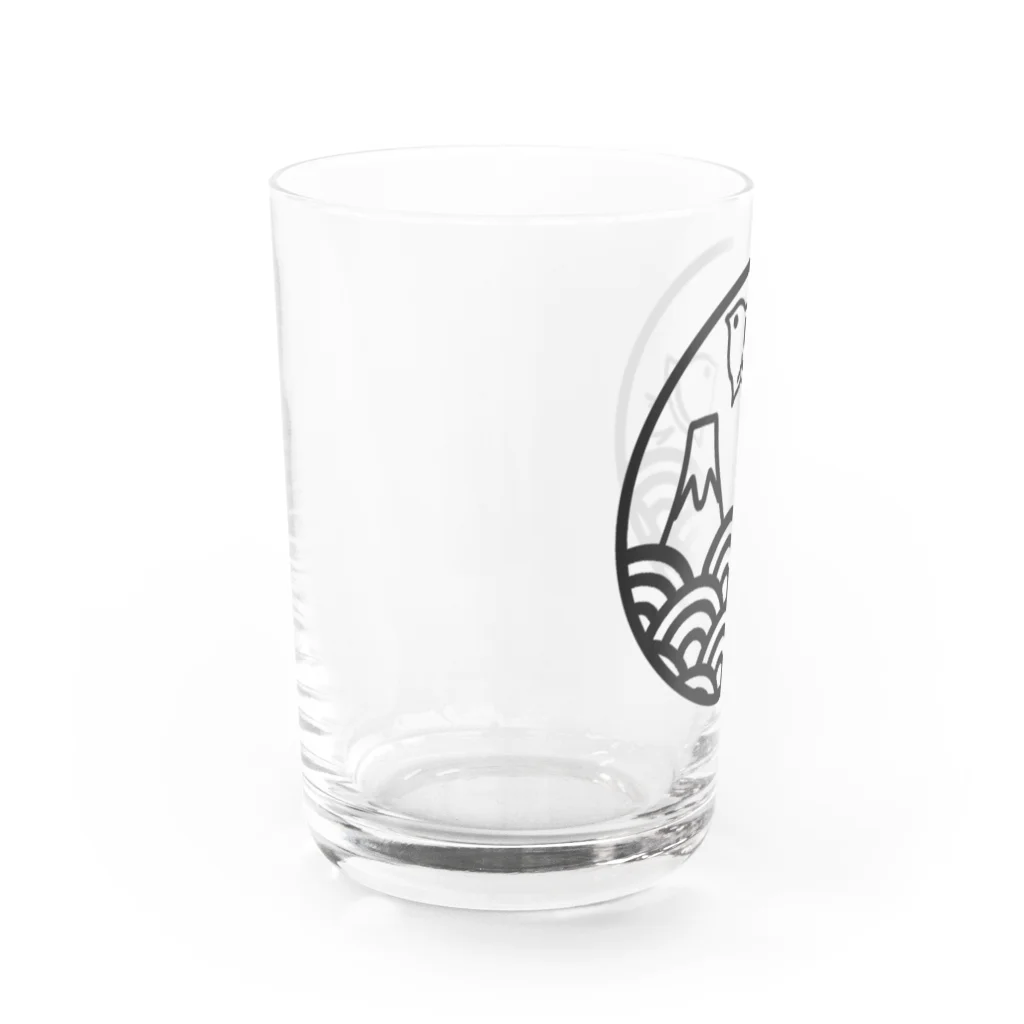 kazeou（風王）の青海波と富士と千鳥(オフブラック) Water Glass :left