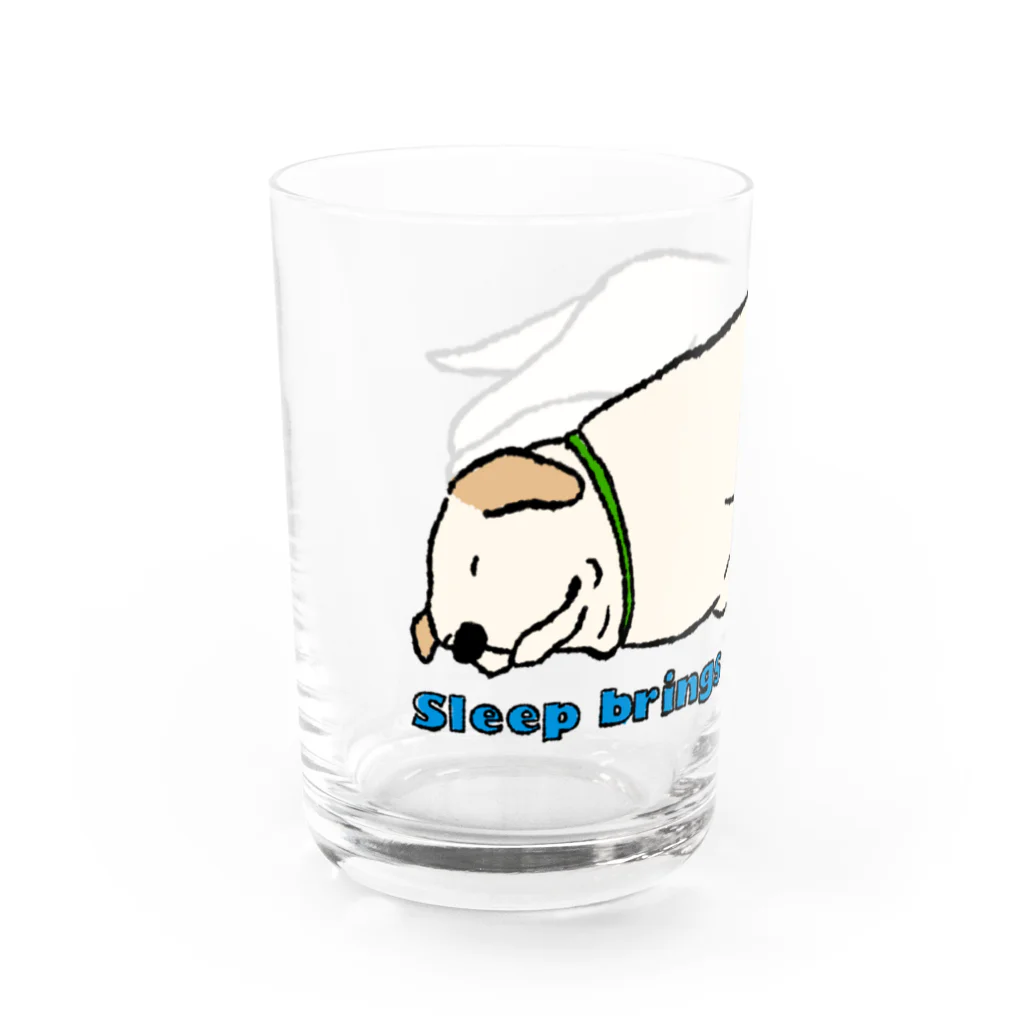 Dog Drawer Drawn by Dogの寝る犬は育ちすぎる？ Water Glass :left