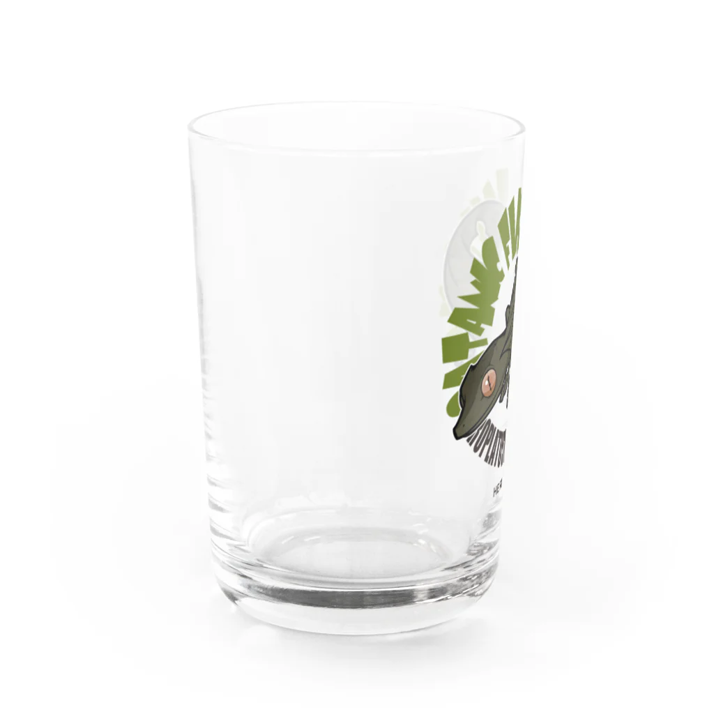 HERP MODA by ヤマモトナオキのエダハヘラオヤモリ/ダークグリーン Water Glass :left