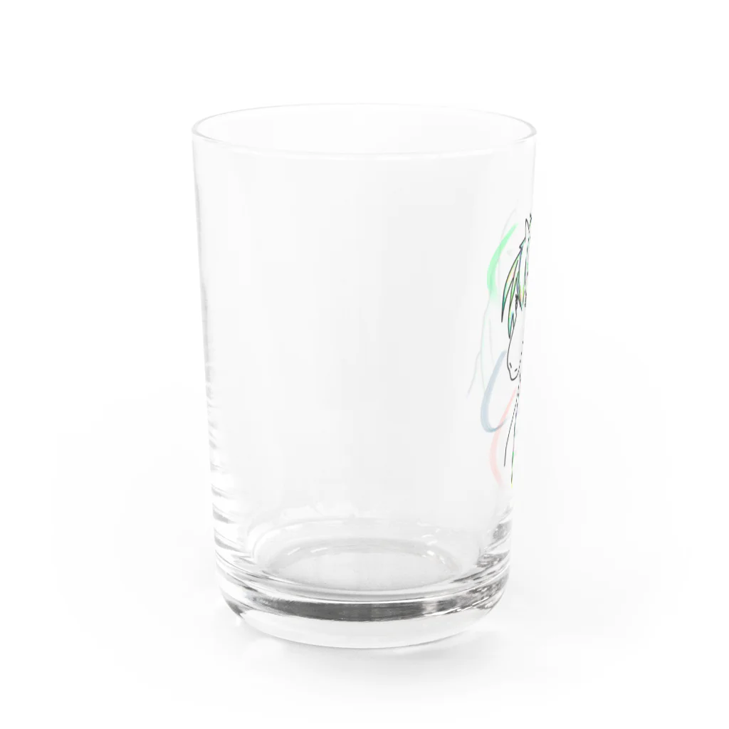 greetenの馬　カラフルラインアート　 Water Glass :left