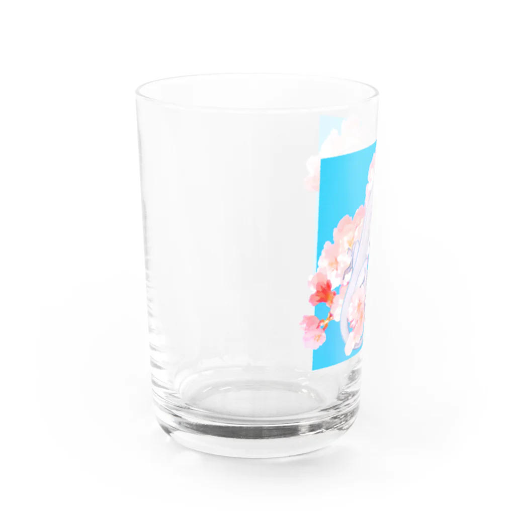 おにぎり屋の春待ち桜とニホンヤモリ Water Glass :left