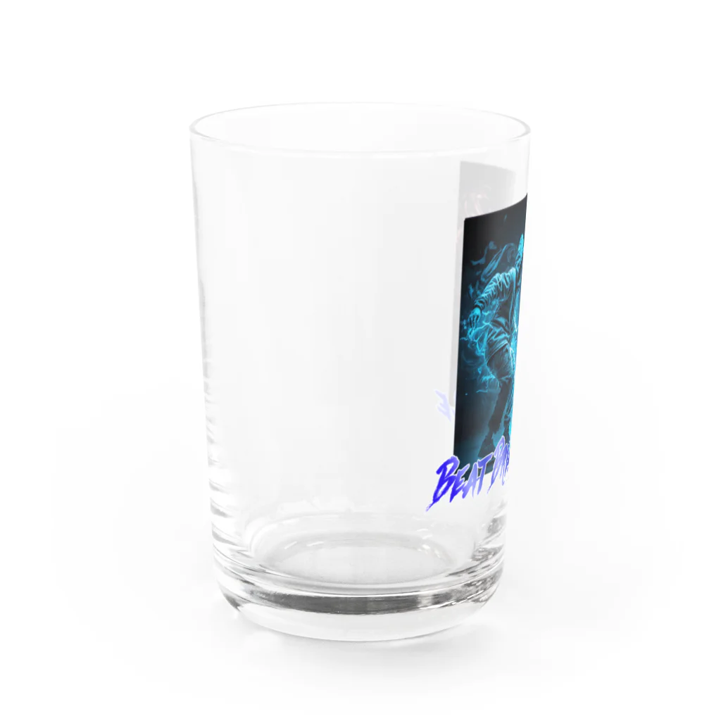 RATELの繊細なタッチで軽快なネオンブルーのヒップホップダンスバトルデザイン Water Glass :left